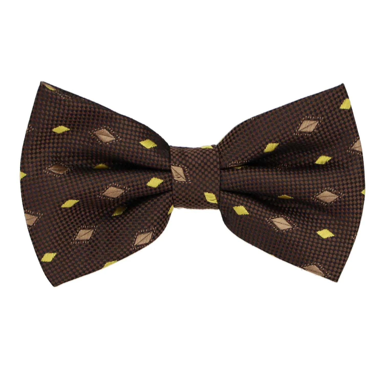 Brown and Latte Fuji Geometric Bow Tie sold by TieMart