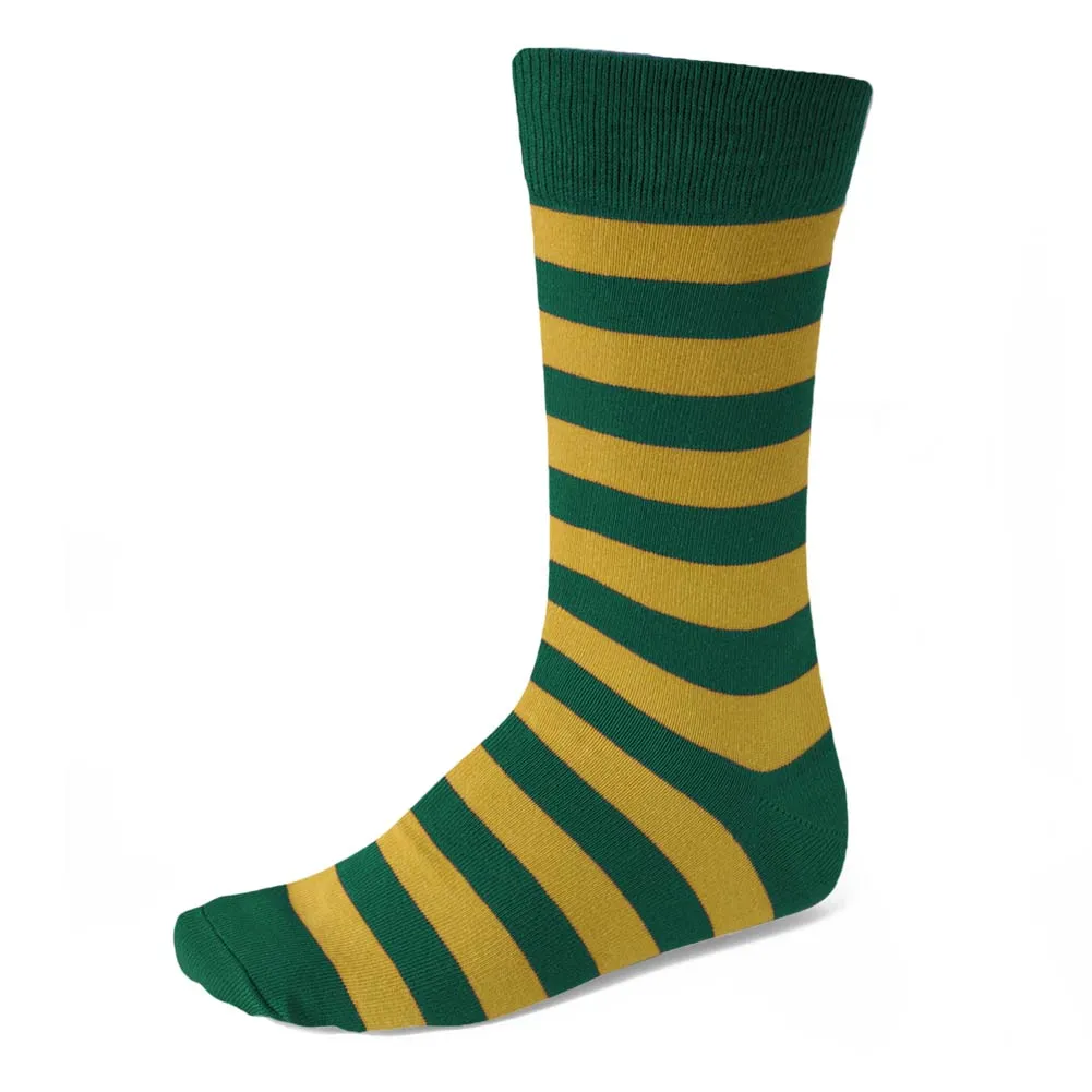Men's Hunter Green and Gold Striped Socks sold by TieMart