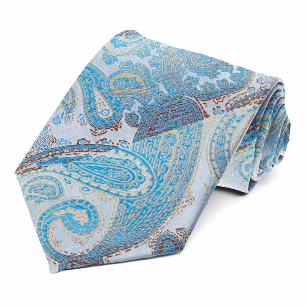 Turquoise Flanders Paisley Necktie sold by TieMart