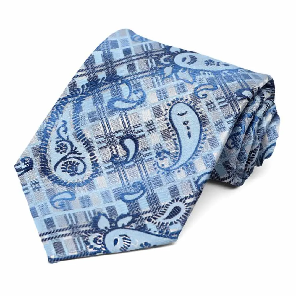 Pale Blue Huron Paisley Necktie sold by TieMart