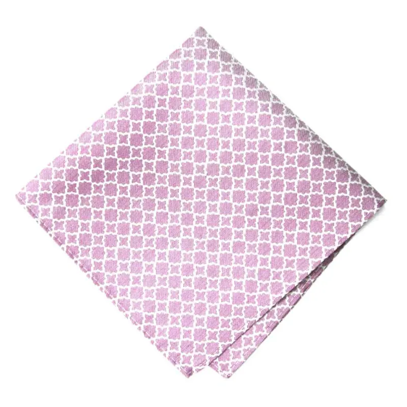Magenta Moroccan Trellis Cotton/Silk Pocket Square sold by TieMart