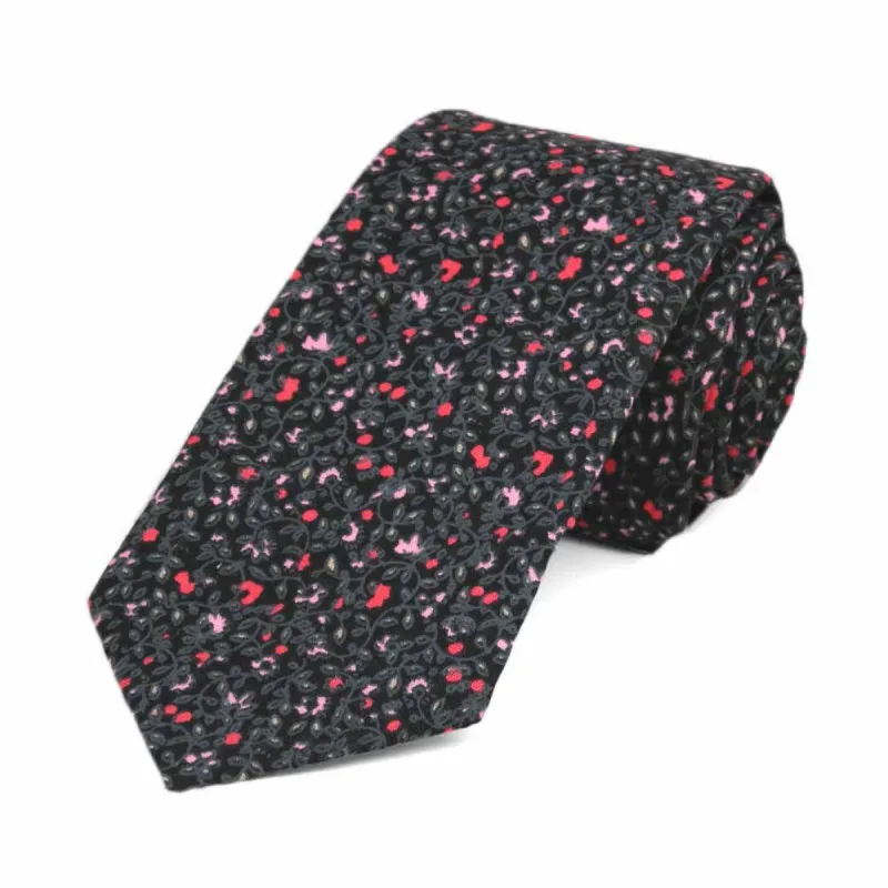 Ukiah Floral Cotton Slim Tie, 2.5" Width sold by TieMart