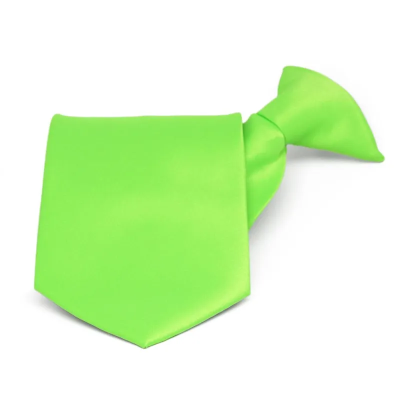 Hot Lime Green Solid Color Clip-On Tie sold by TieMart