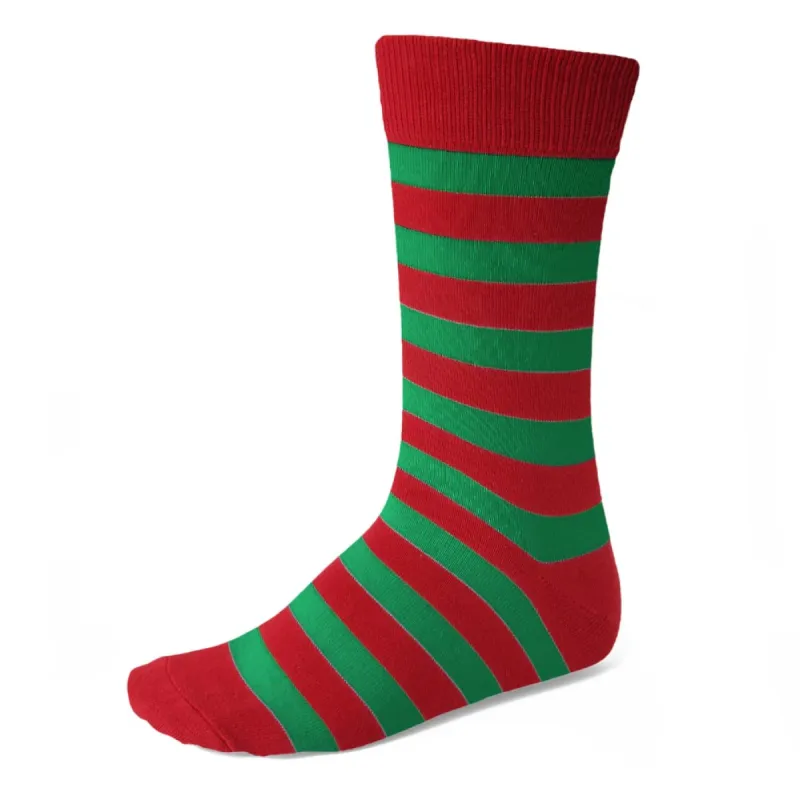 Men's Red and Green Striped Socks sold by TieMart