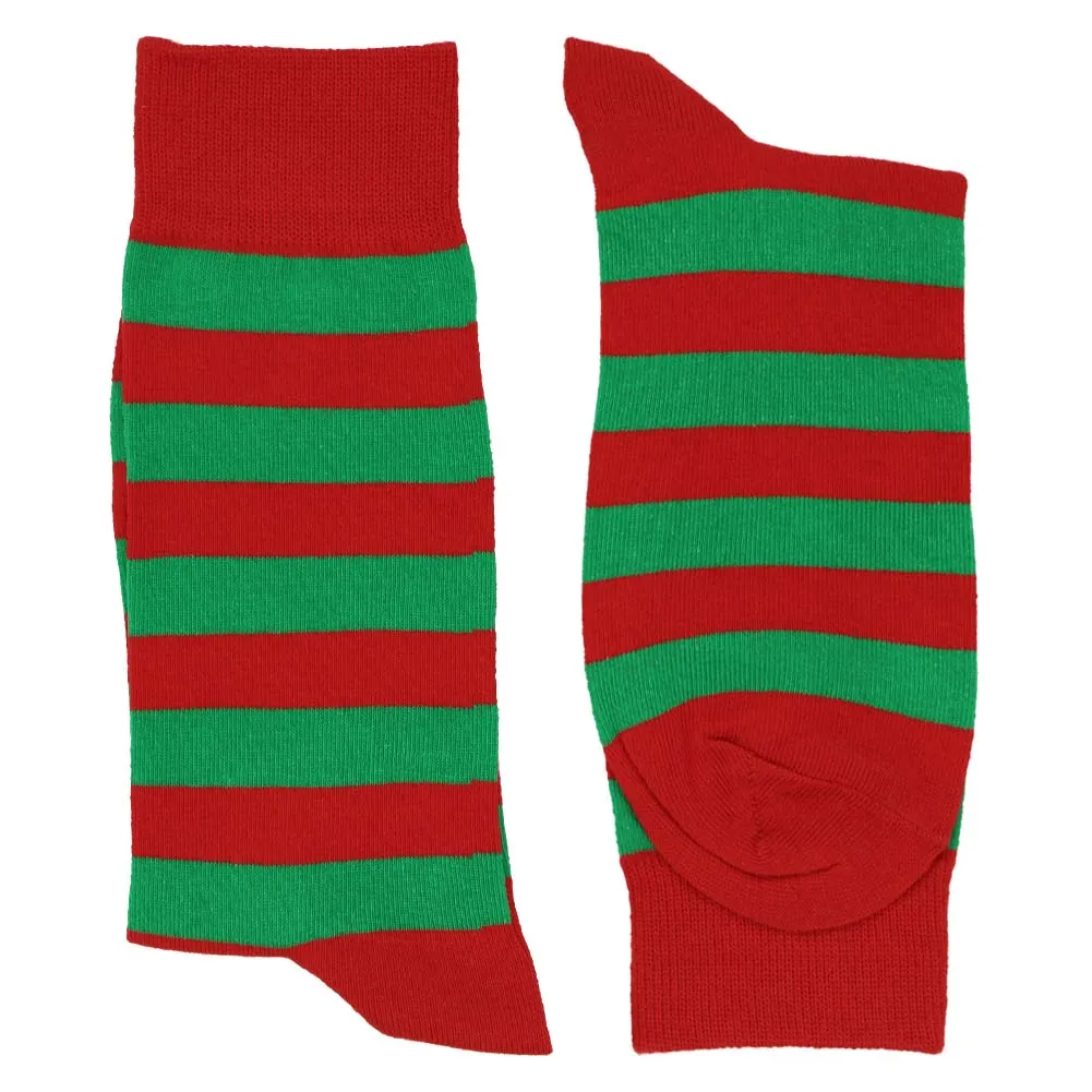 Men's Red and Green Striped Socks sold by TieMart product image thumbnail 2