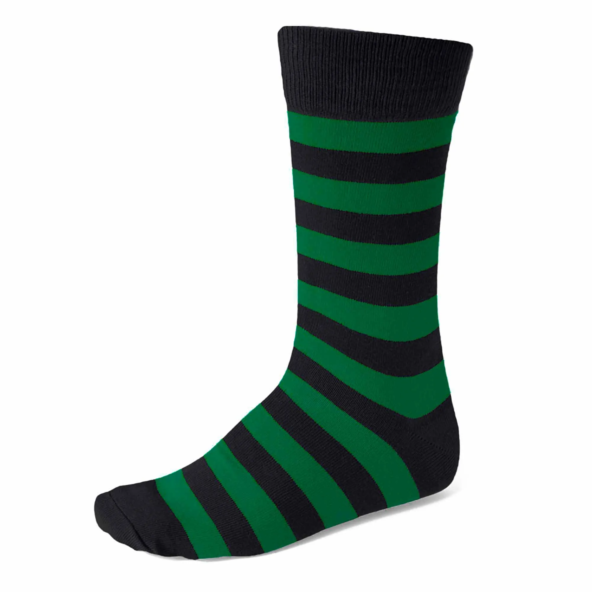 Men's Kelly Green and Black Striped Socks sold by TieMart