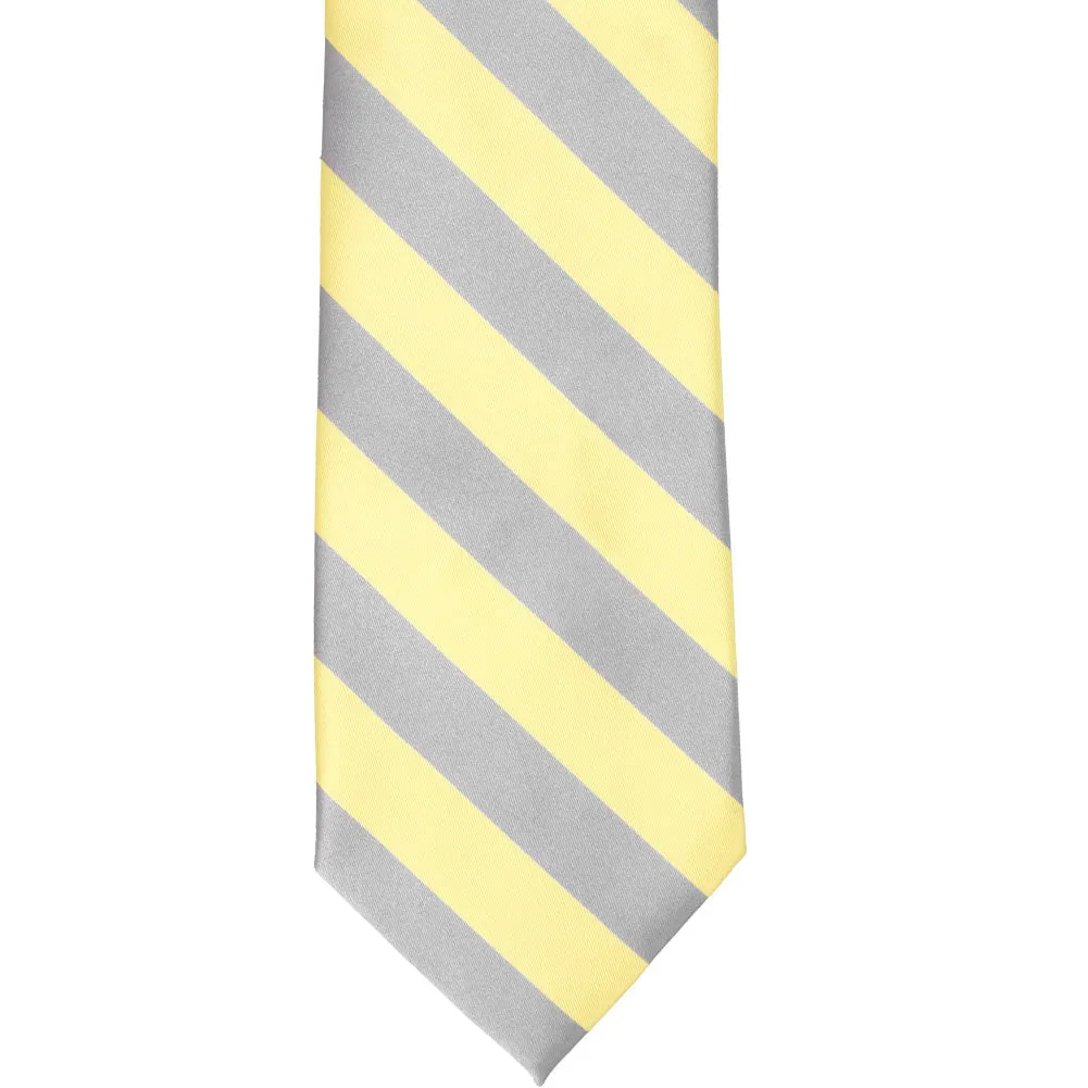 Light Yellow and Silver Striped Tie sold by TieMart product image thumbnail 3