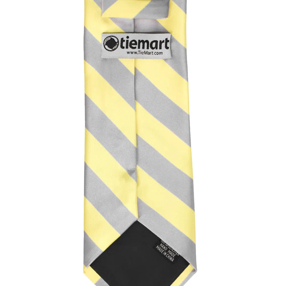 Light Yellow and Silver Striped Tie sold by TieMart product image thumbnail 4