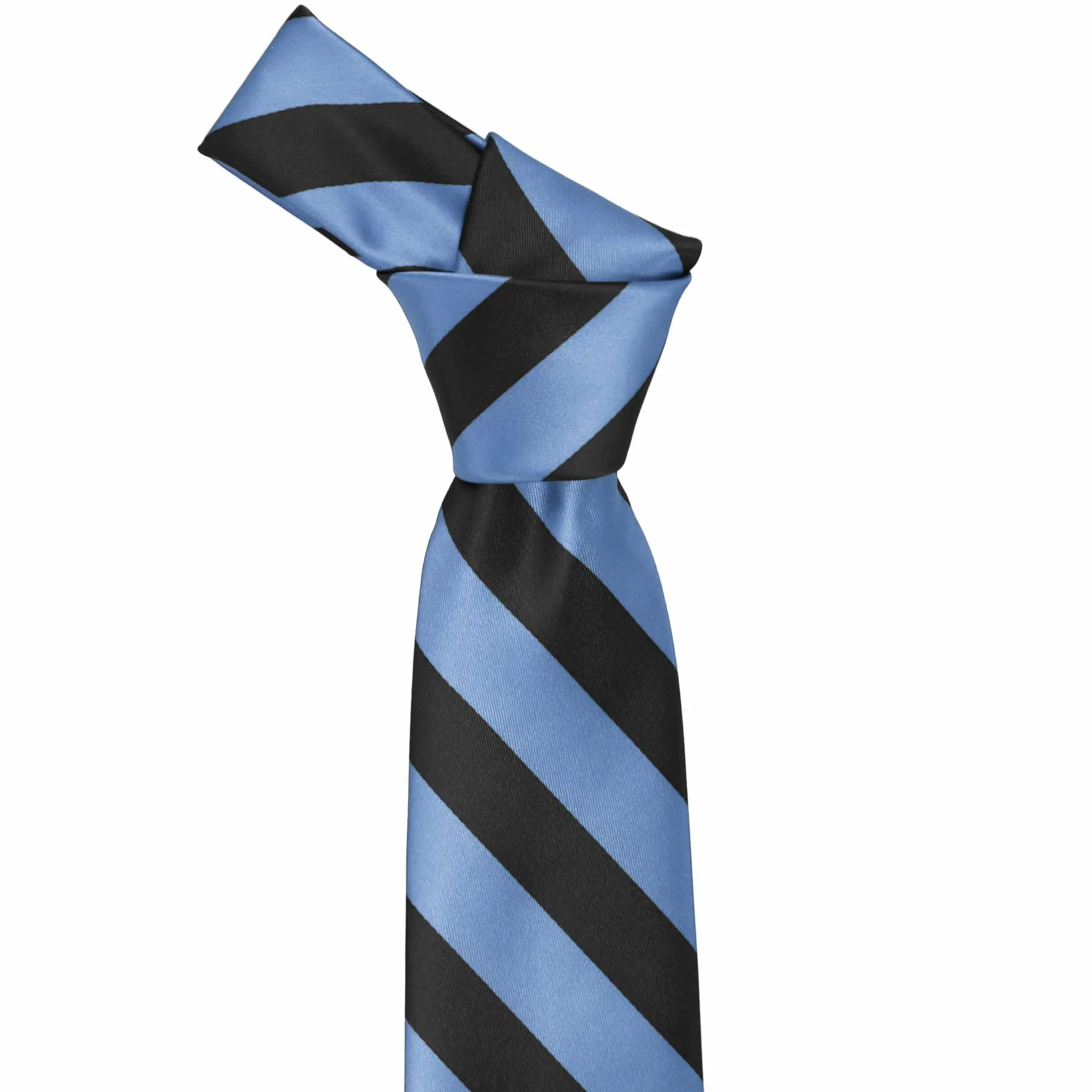Cornflower and Black Striped Tie sold by TieMart product image thumbnail 2