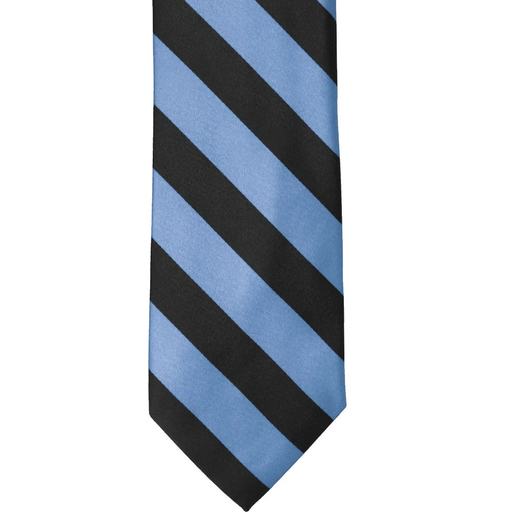 Cornflower and Black Striped Tie sold by TieMart product image thumbnail 3