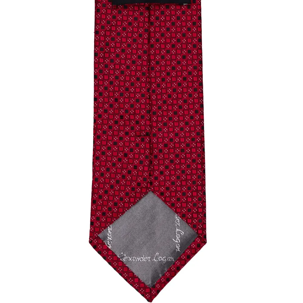 Crimson Red Marie Square Pattern Extra Long Necktie sold by TieMart product image thumbnail 3