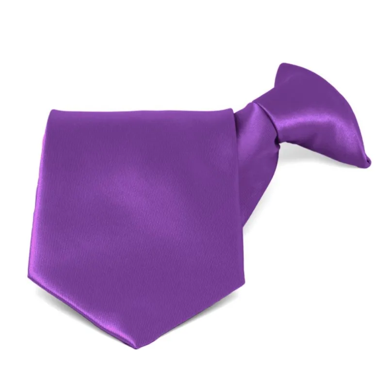 Plum Violet Solid Color Clip-On Tie sold by TieMart