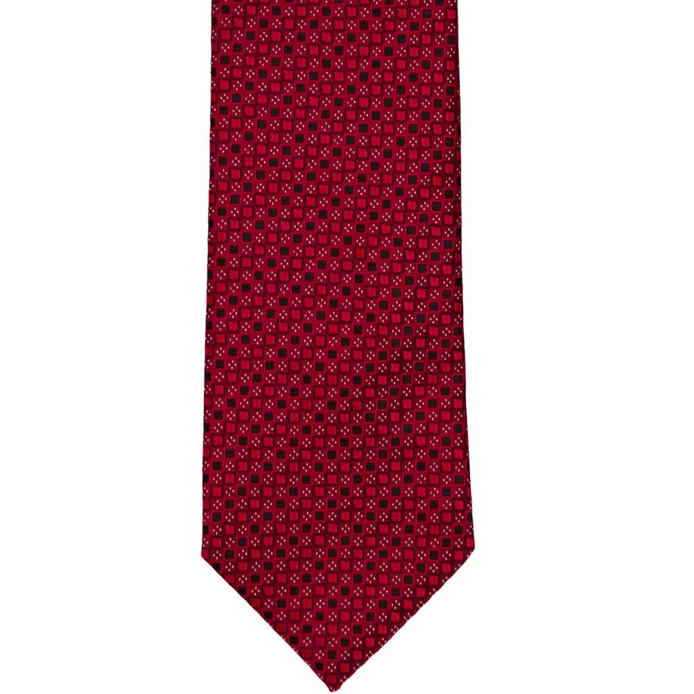 Crimson Red Marie Square Pattern Extra Long Necktie sold by TieMart product image thumbnail 2