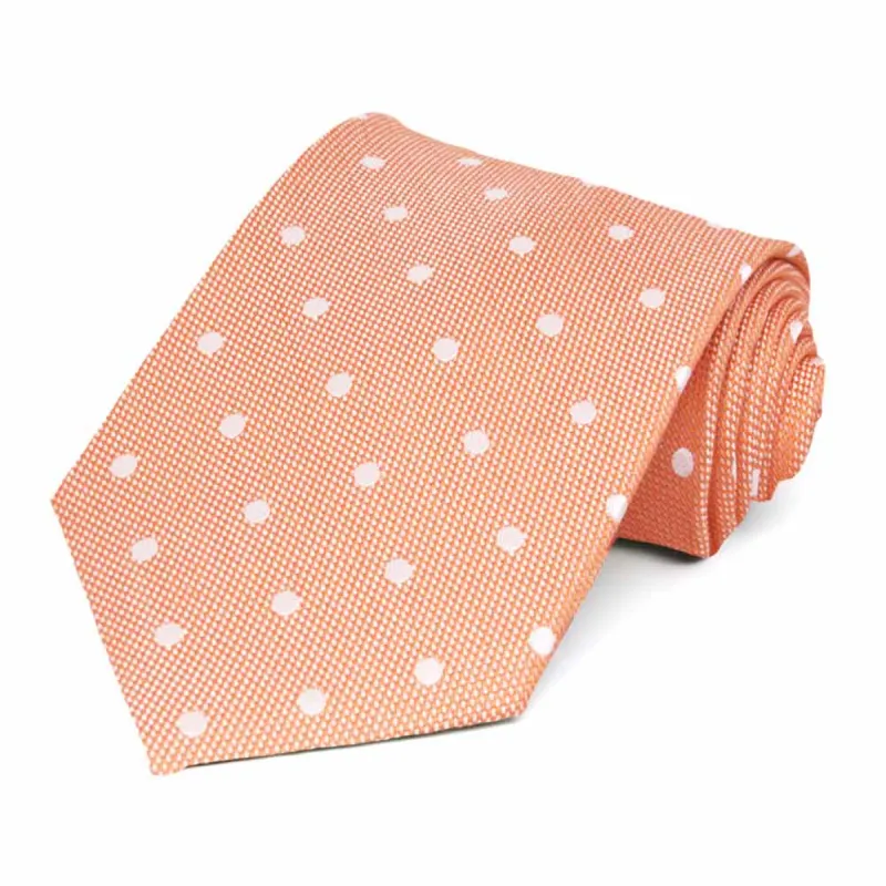 Bright Tangerine Skipper Dot Silk/Viscose Necktie sold by TieMart