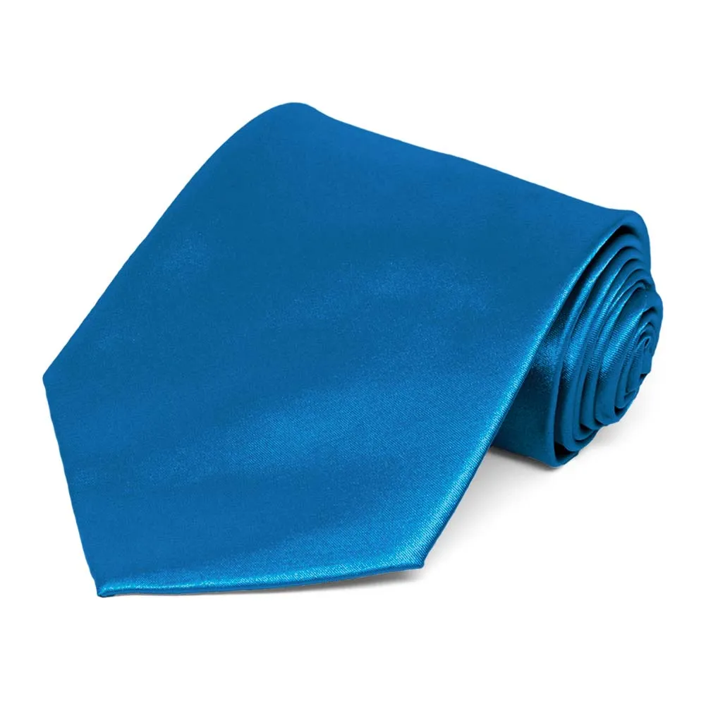 Azure Blue Solid Color Necktie sold by TieMart