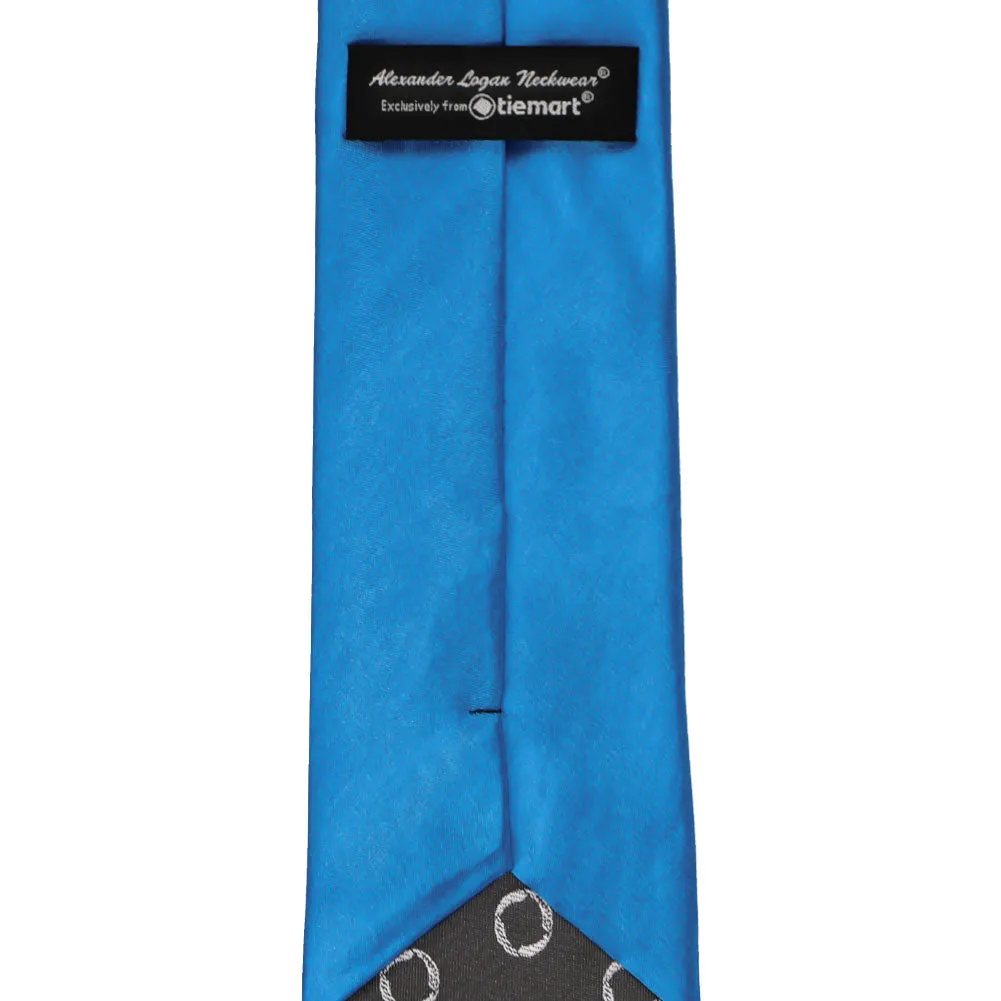 Azure Blue Solid Color Necktie sold by TieMart product image thumbnail 3