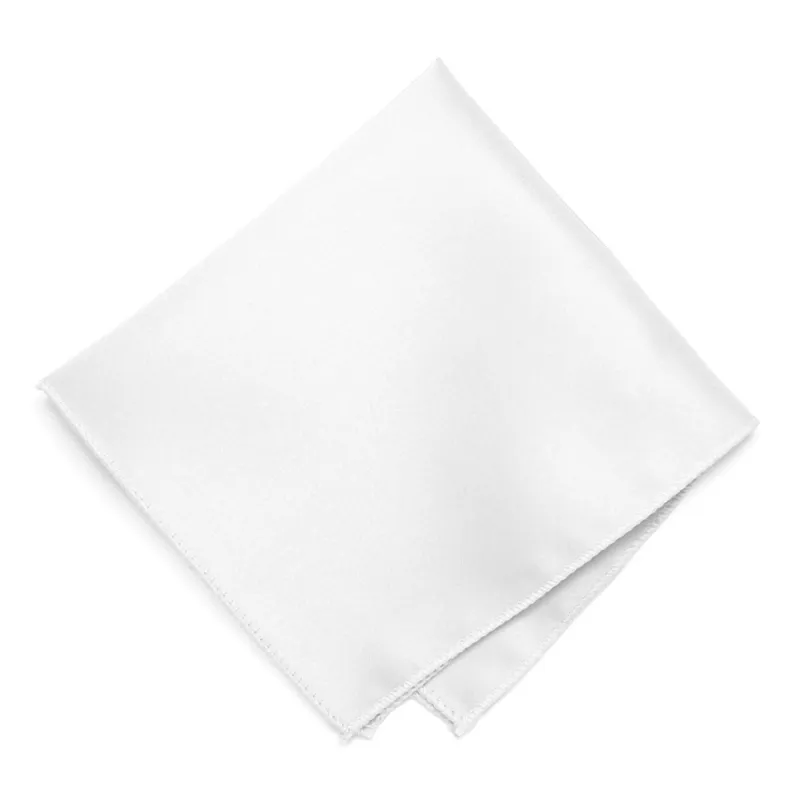 White Solid Color Pocket Square sold by TieMart
