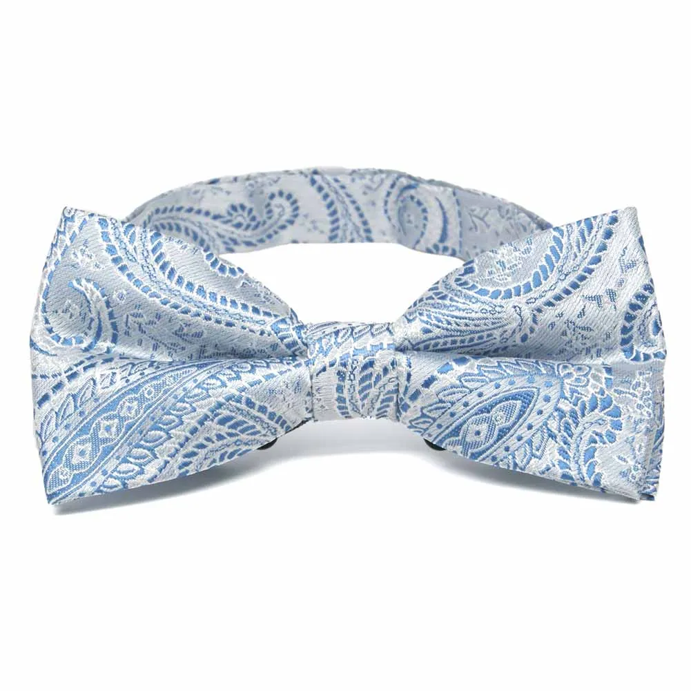 Pastel Blue Clara Paisley Band Collar Bow Tie sold by TieMart