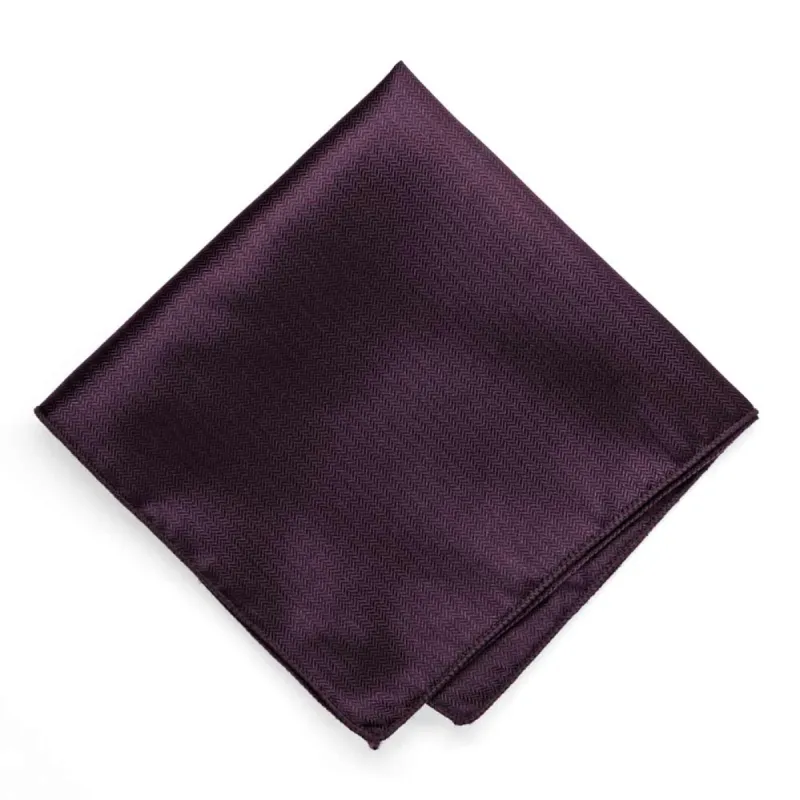 Eggplant Purple Herringbone Silk Pocket Square sold by TieMart