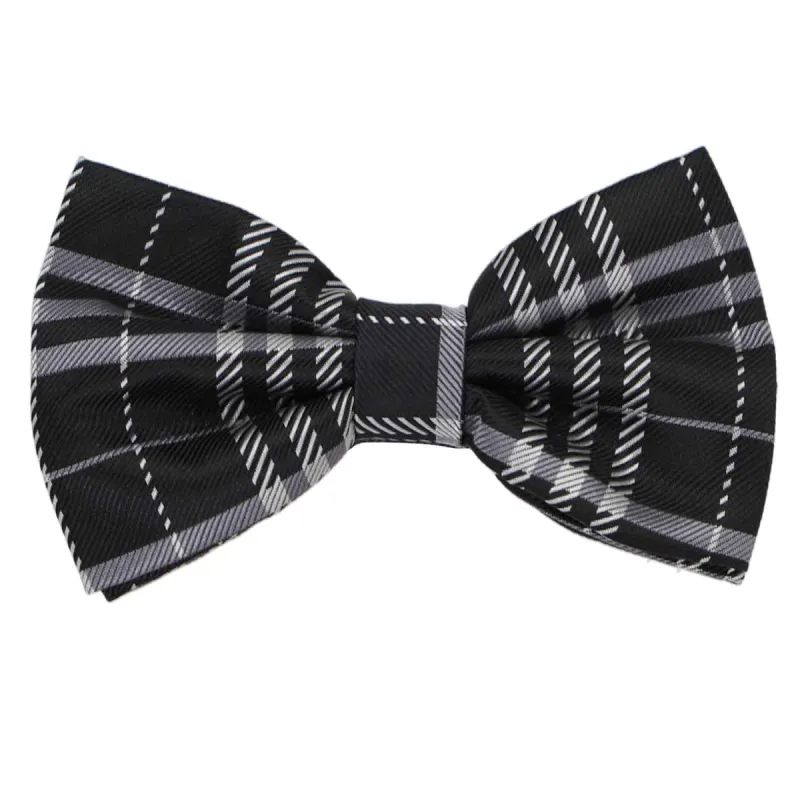 Black and Silver Casey Plaid Bow Tie sold by TieMart