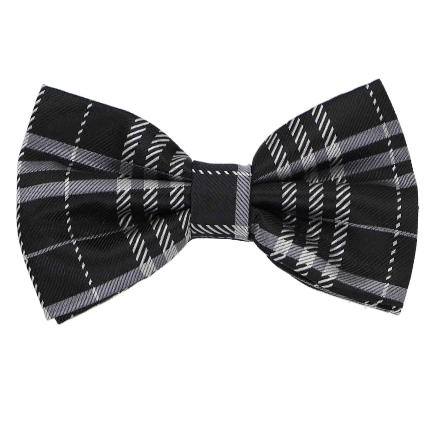 Black and Silver Casey Plaid Bow Tie sold by TieMart