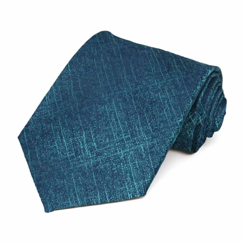 Teal Steward Crosshatch Cotton/Silk Necktie sold by TieMart