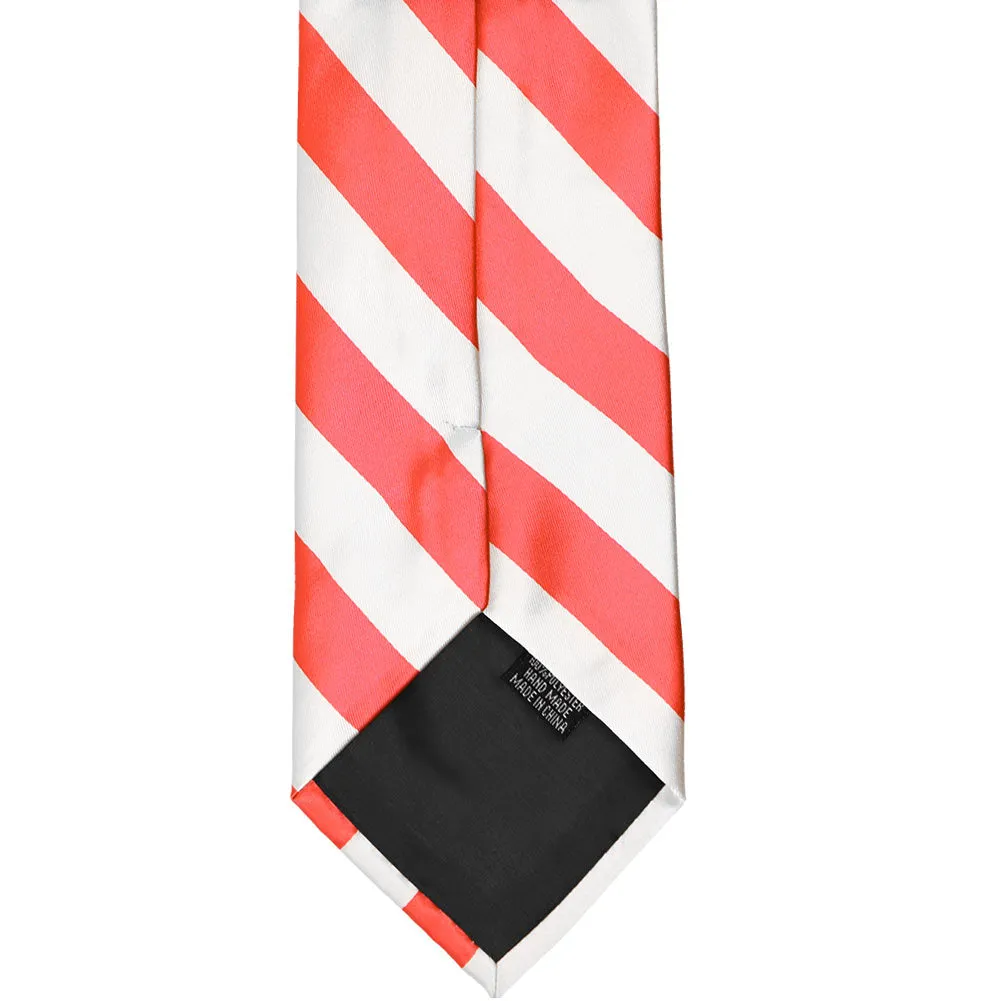 Bright Coral and White Striped Tie sold by TieMart product image thumbnail 5