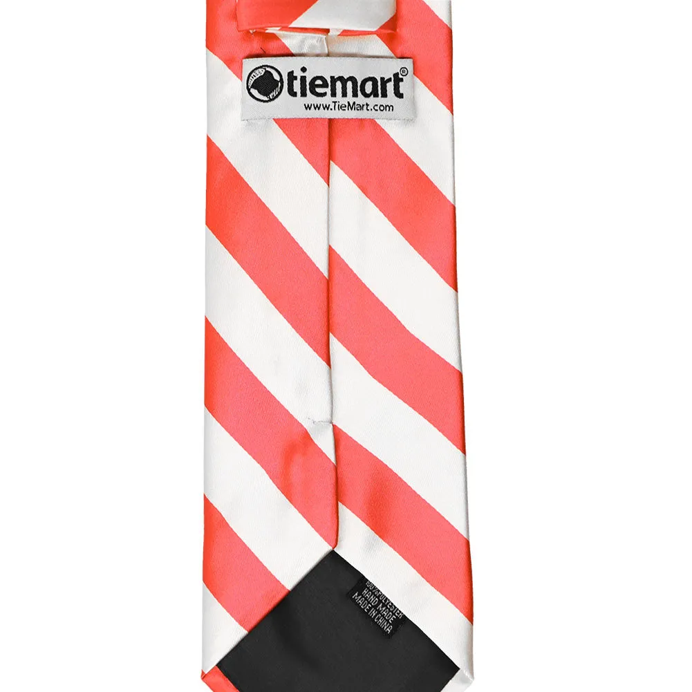 Bright Coral and White Striped Tie sold by TieMart product image thumbnail 4