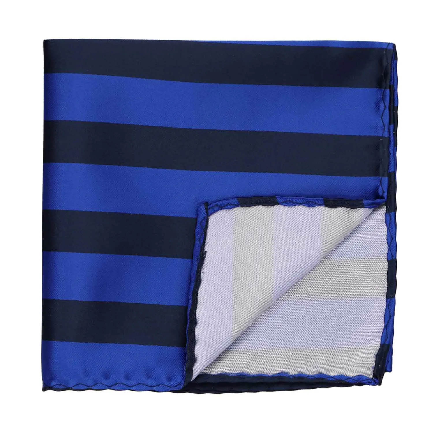 Navy Blue and Royal Blue Striped Pocket Square sold by TieMart product image thumbnail 2