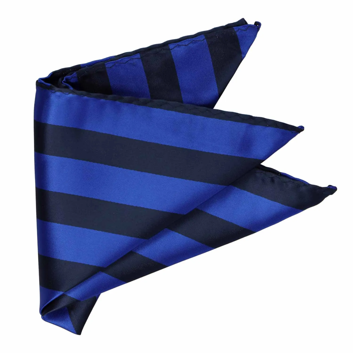 Navy Blue and Royal Blue Striped Pocket Square sold by TieMart product image thumbnail 3