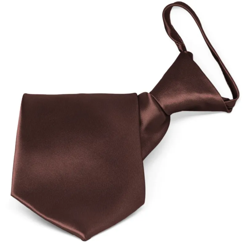 Brown Solid Color Zipper Tie sold by TieMart