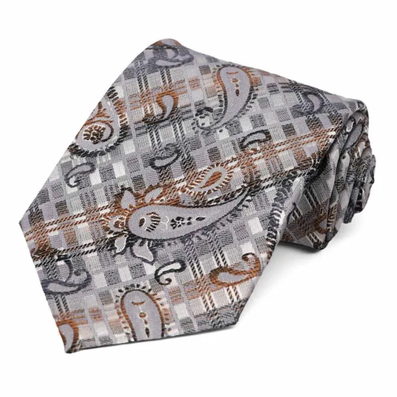 Silver Huron Paisley Necktie sold by TieMart