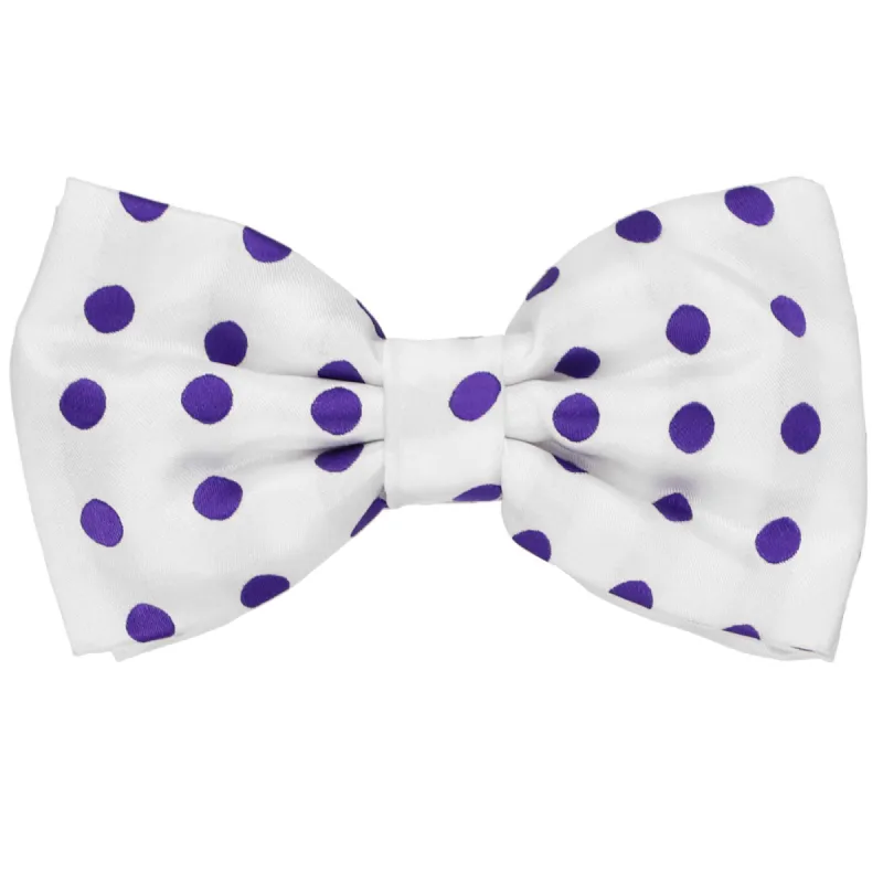 White and Purple Quincy Polka Dot Bow Tie sold by TieMart