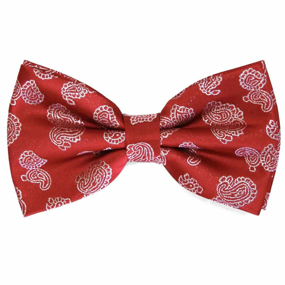 Red Ivanhoe Paisley Bow Tie sold by TieMart