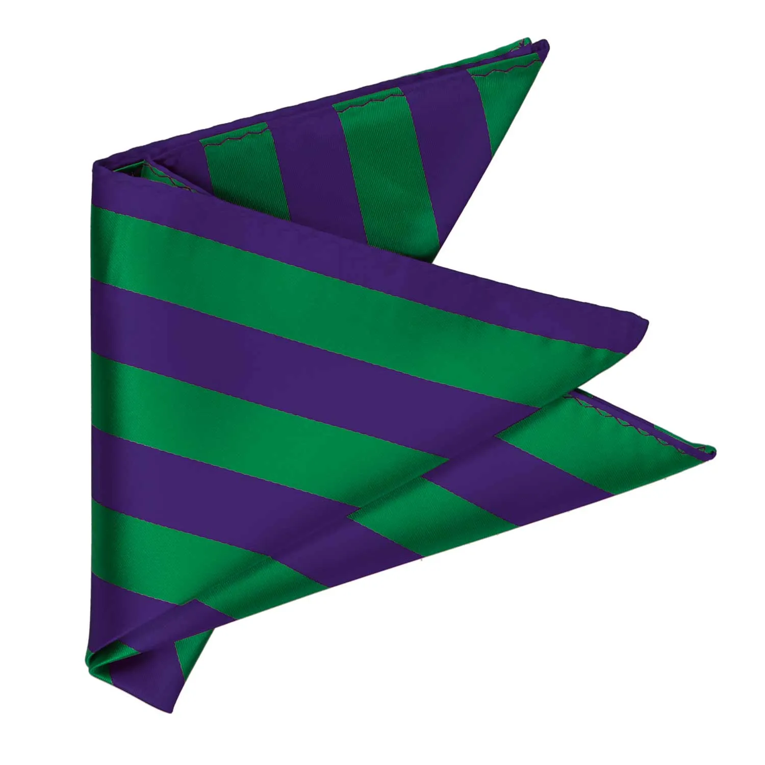 Kelly Green and Dark Purple Striped Pocket Square sold by TieMart product image thumbnail 3