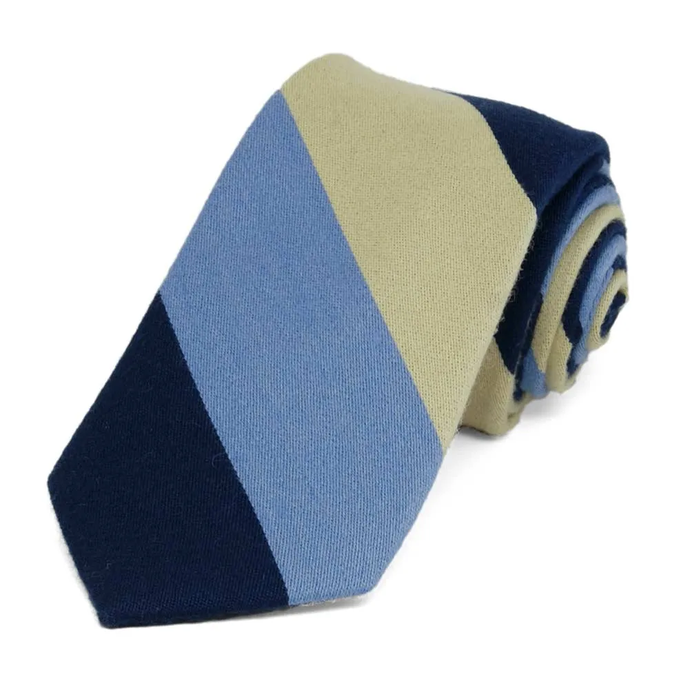Blue Senator Striped Wool/Silk Necktie, 3" Width sold by TieMart