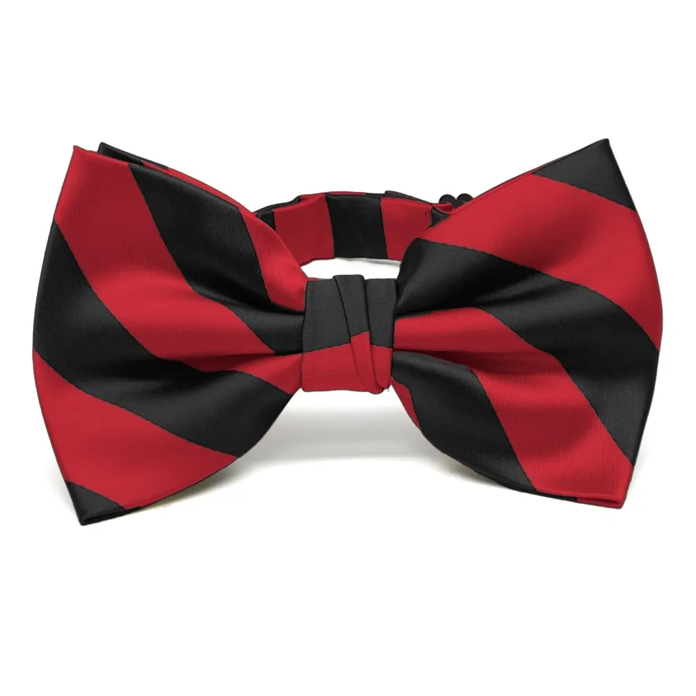 Red and Black Striped Bow Tie sold by TieMart