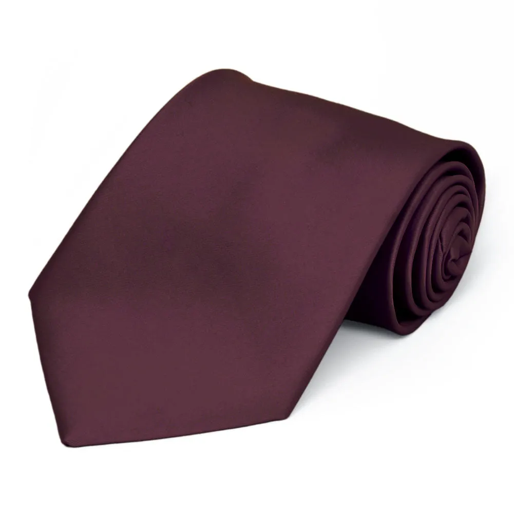 Wine Premium Extra Long Solid Color Necktie sold by TieMart