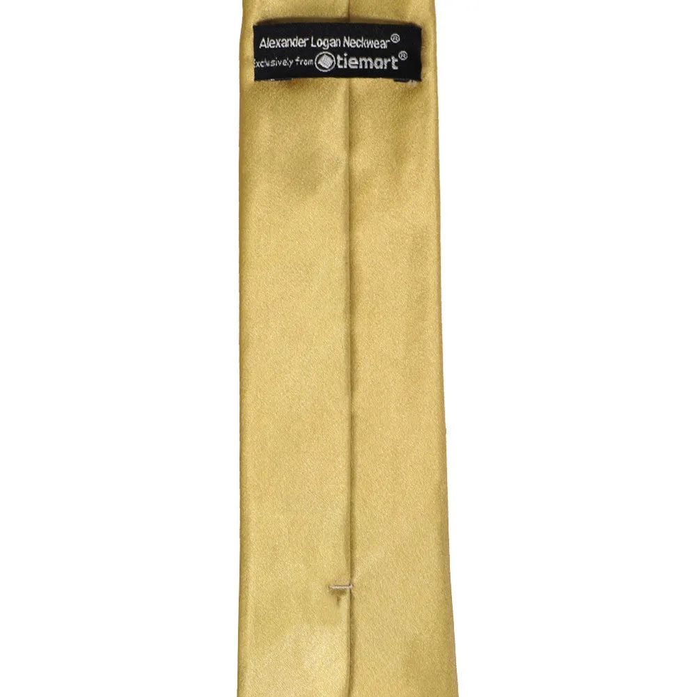 Pale Gold Slim Solid Color Necktie, 2.5" Width sold by TieMart product image thumbnail 3