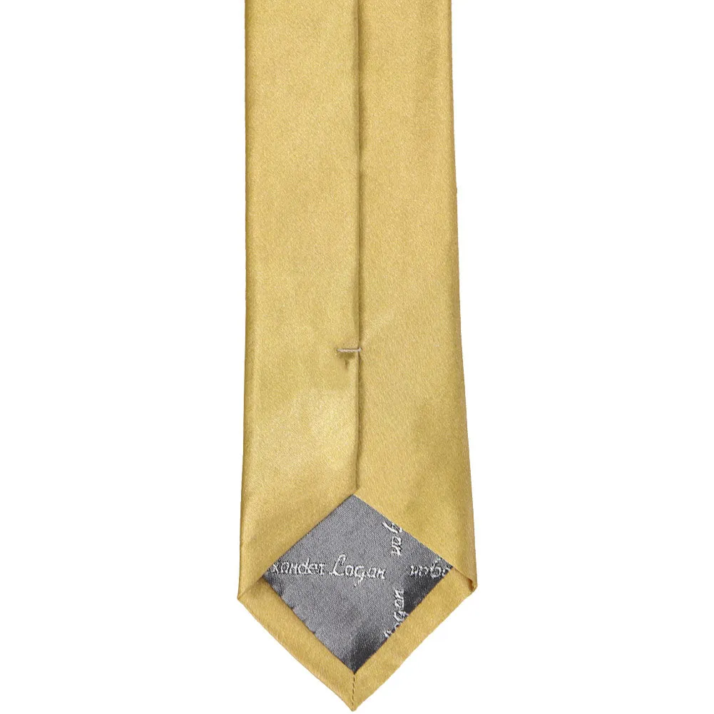 Pale Gold Slim Solid Color Necktie, 2.5" Width sold by TieMart product image thumbnail 4
