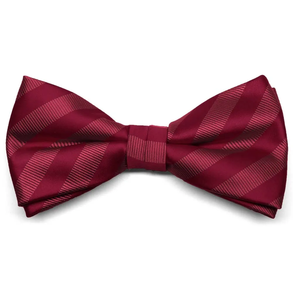 Burgundy Formal Striped Bow Tie sold by TieMart