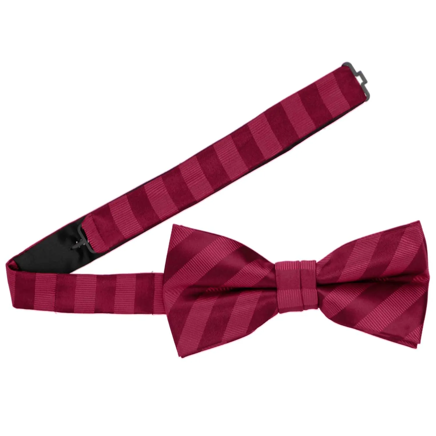Burgundy Formal Striped Bow Tie sold by TieMart product image thumbnail 3
