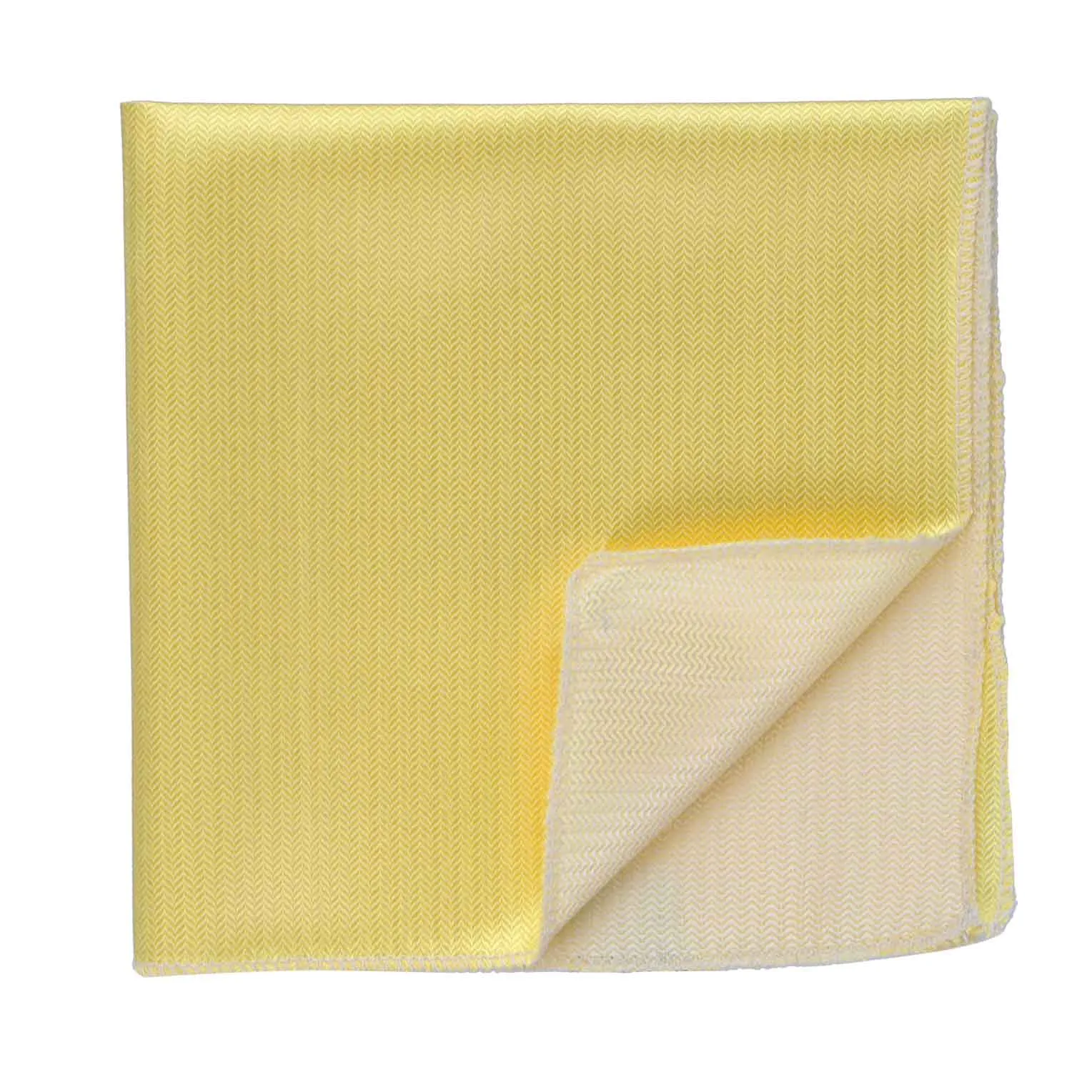 Butter Yellow Herringbone Silk Pocket Square sold by TieMart product image thumbnail 2