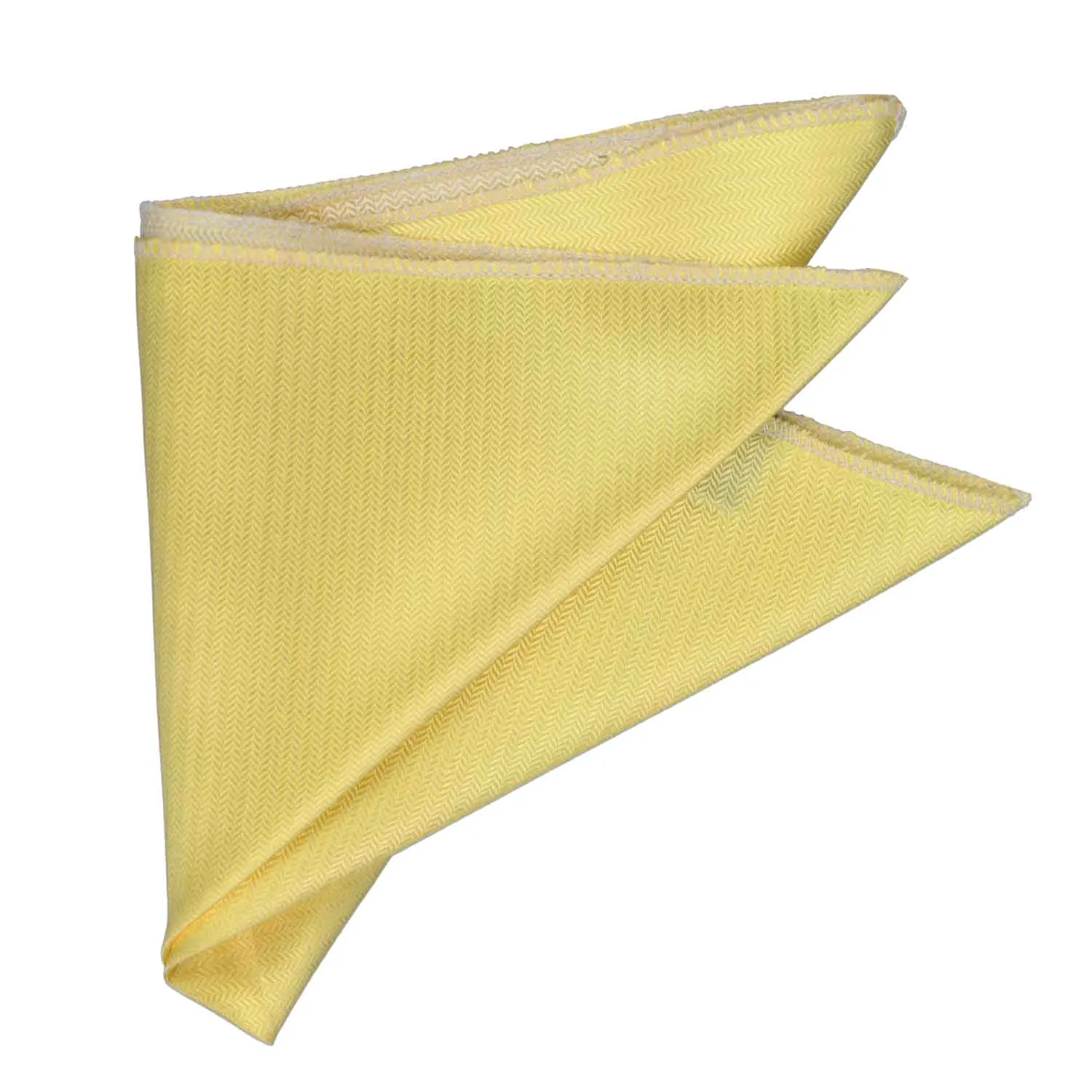 Butter Yellow Herringbone Silk Pocket Square sold by TieMart product image thumbnail 3