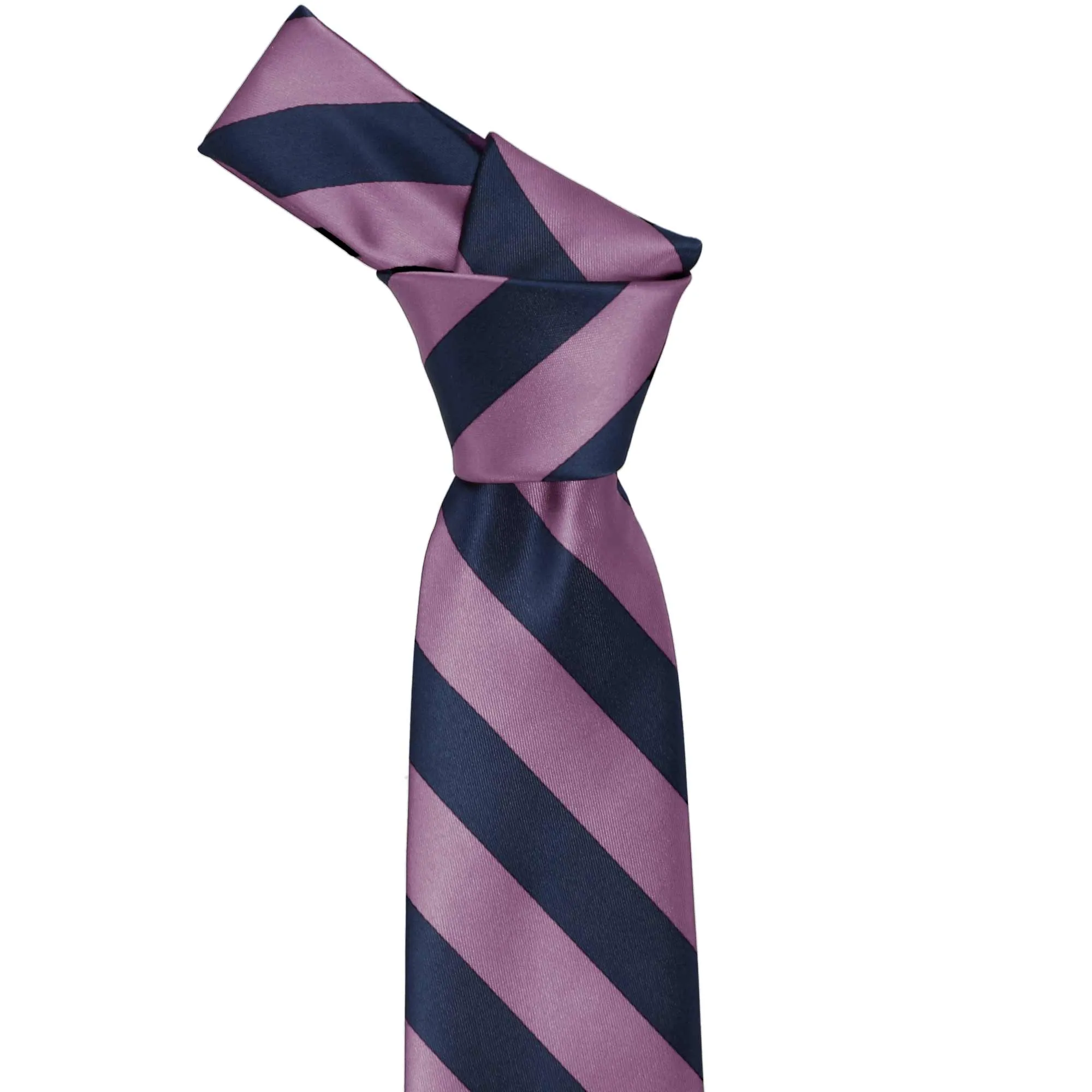 Navy Blue and Dusty Purple Striped Tie sold by TieMart product image thumbnail 2