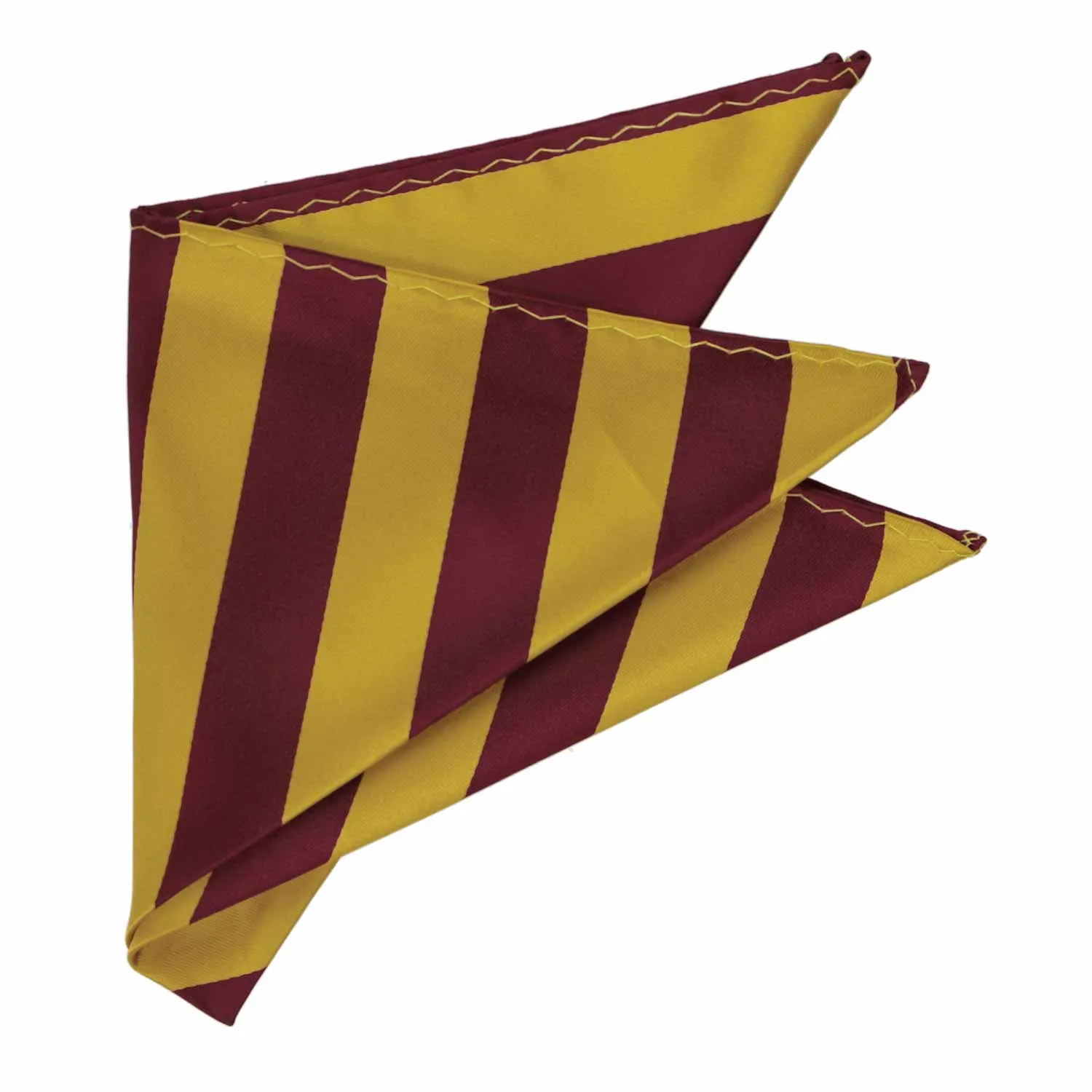 Maroon and Gold Striped Pocket Square sold by TieMart product image thumbnail 3