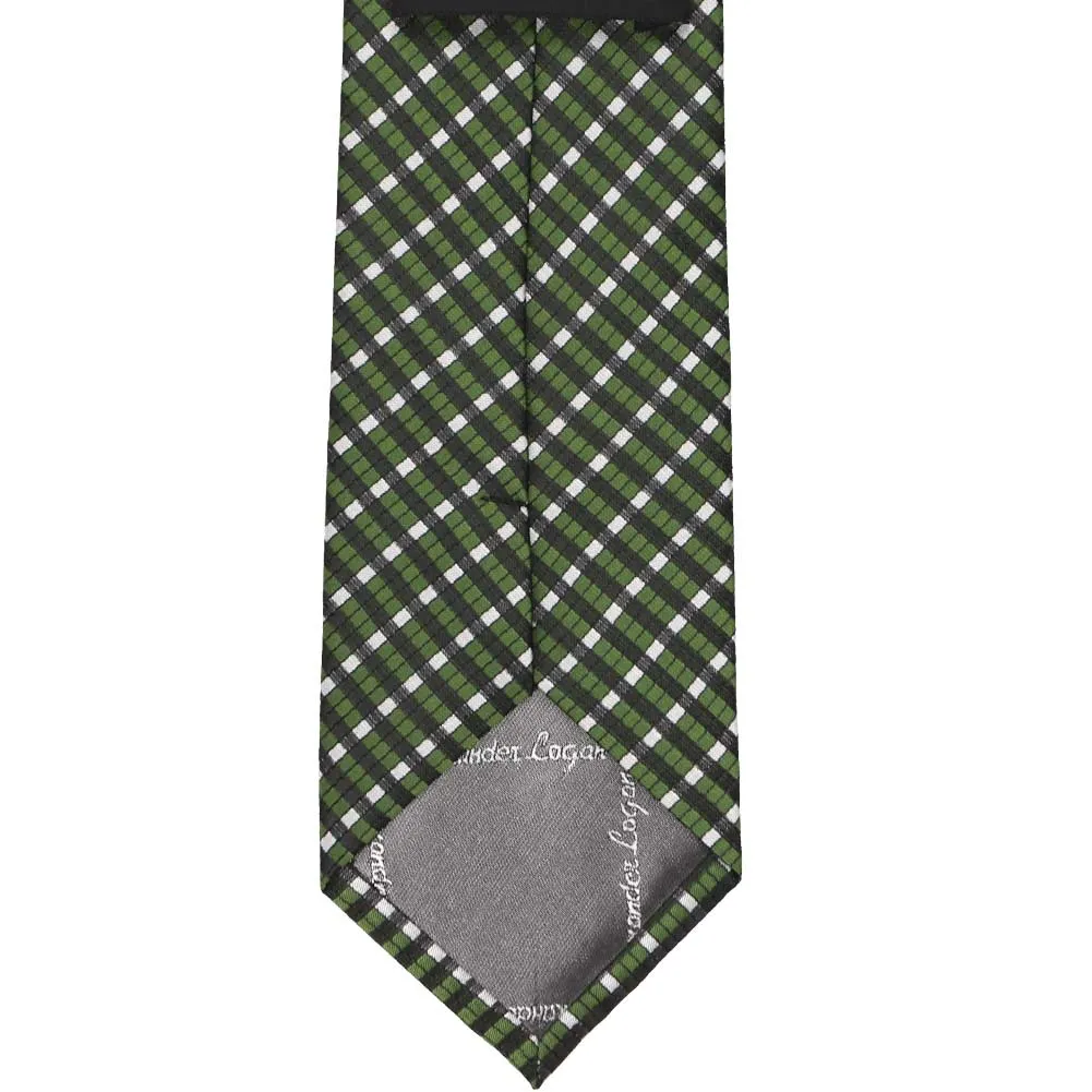 Dark Green George Plaid Extra Long Necktie sold by TieMart product image thumbnail 4