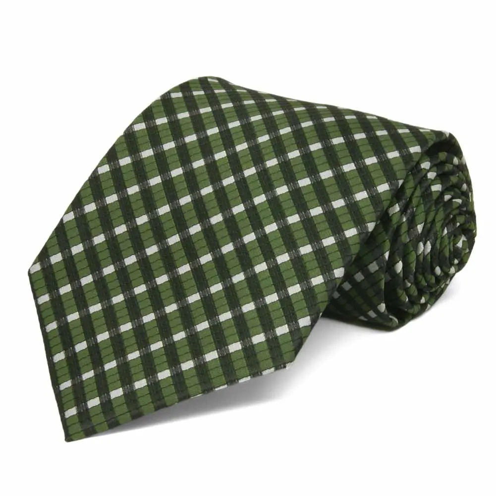 Dark Green George Plaid Extra Long Necktie sold by TieMart