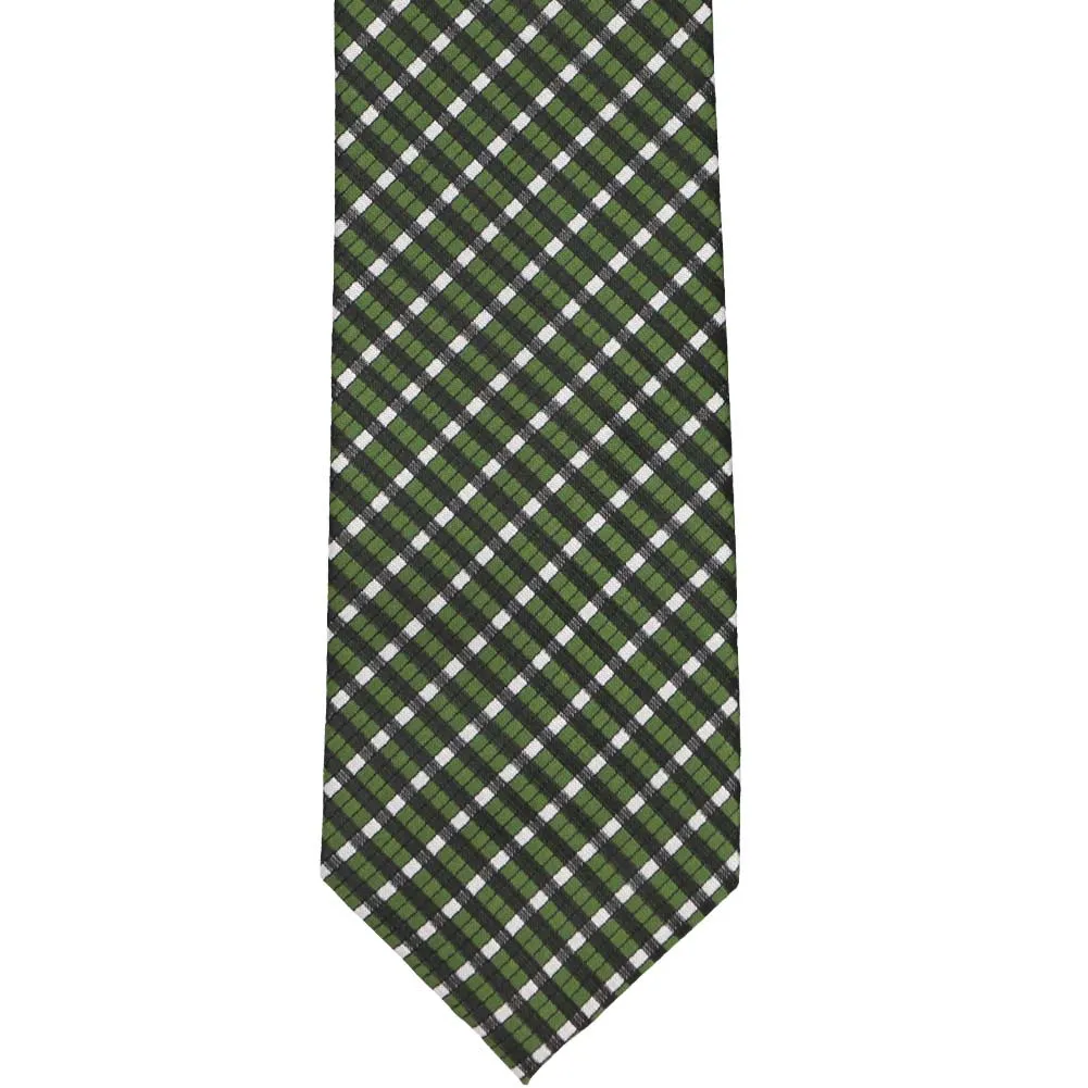 Dark Green George Plaid Extra Long Necktie sold by TieMart product image thumbnail 3