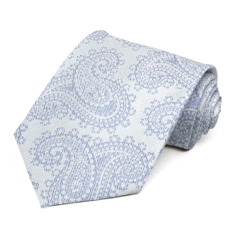 Muted Blue Apprentice Paisley Linen/Silk Necktie sold by TieMart